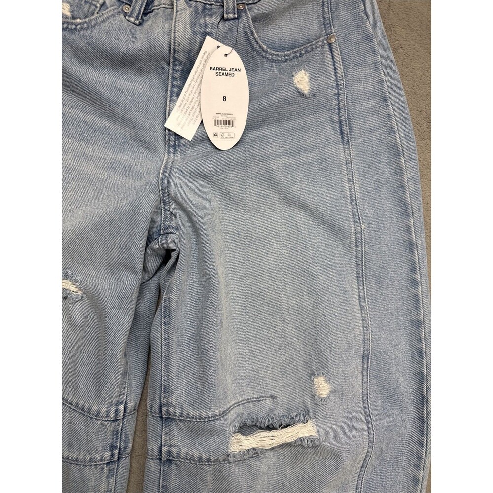 Scoop High Rise Barrel Ankle Jeans Womens Size 8 Distressed Light Wash NWT - Picture 4 of 9
